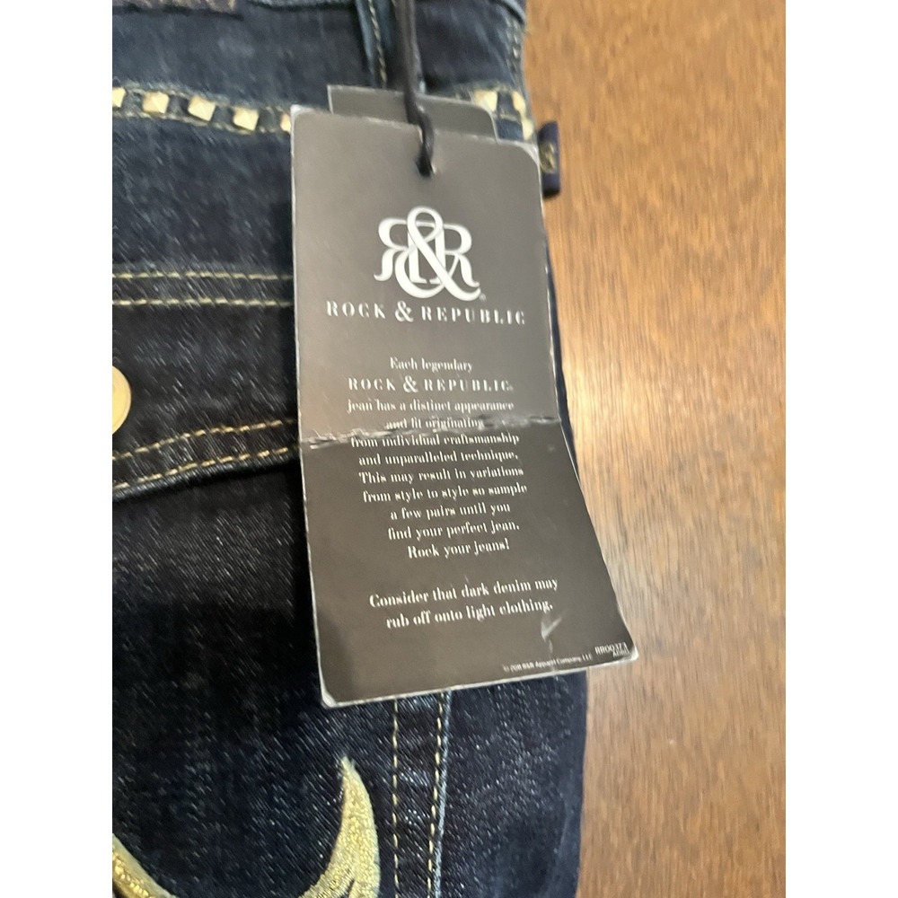 NWT Rock And Republic Womens Sz12 M Kasandra Boot Cut Studed Jeans - Picture 7 of 8